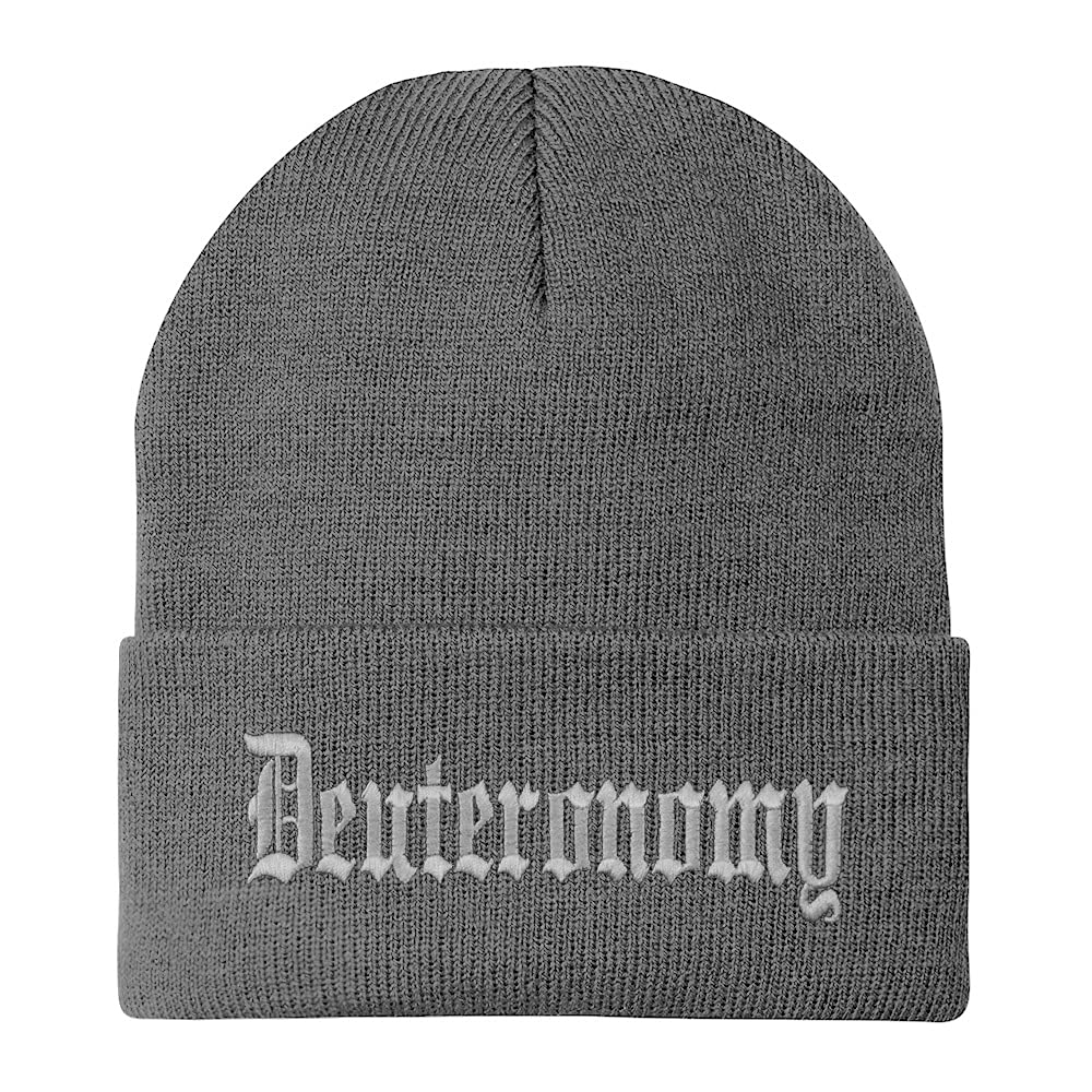 Trendy Apparel Shop Deuteronomy Old English Embroidered Long Cuff Beanie