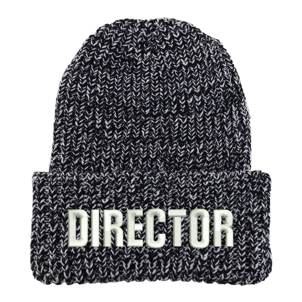 Trendy Apparel Shop Director Embroidered Long Cuffed Thick Ribbed Knit Beanie