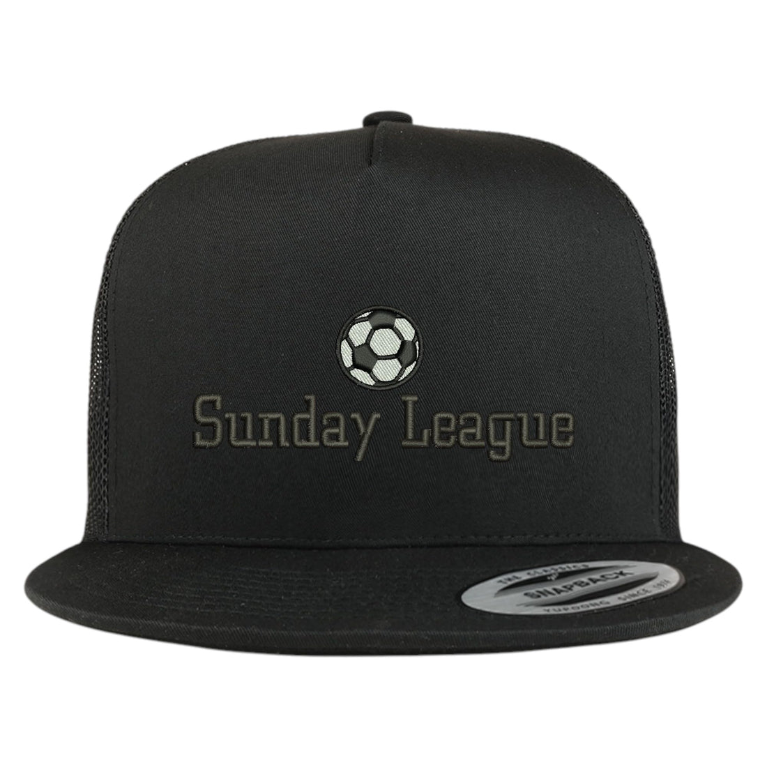 Trendy Apparel Shop Soccer Sunday League Embroidered 5 Panel Flatbill Trucker Mesh Cap