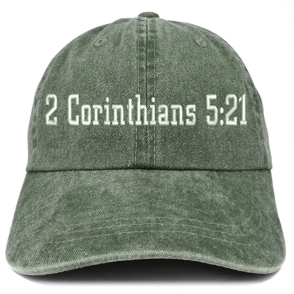 Trendy Apparel Shop 2 Corinthians 5:21 Washed Pigment Dyed Baseball Cap
