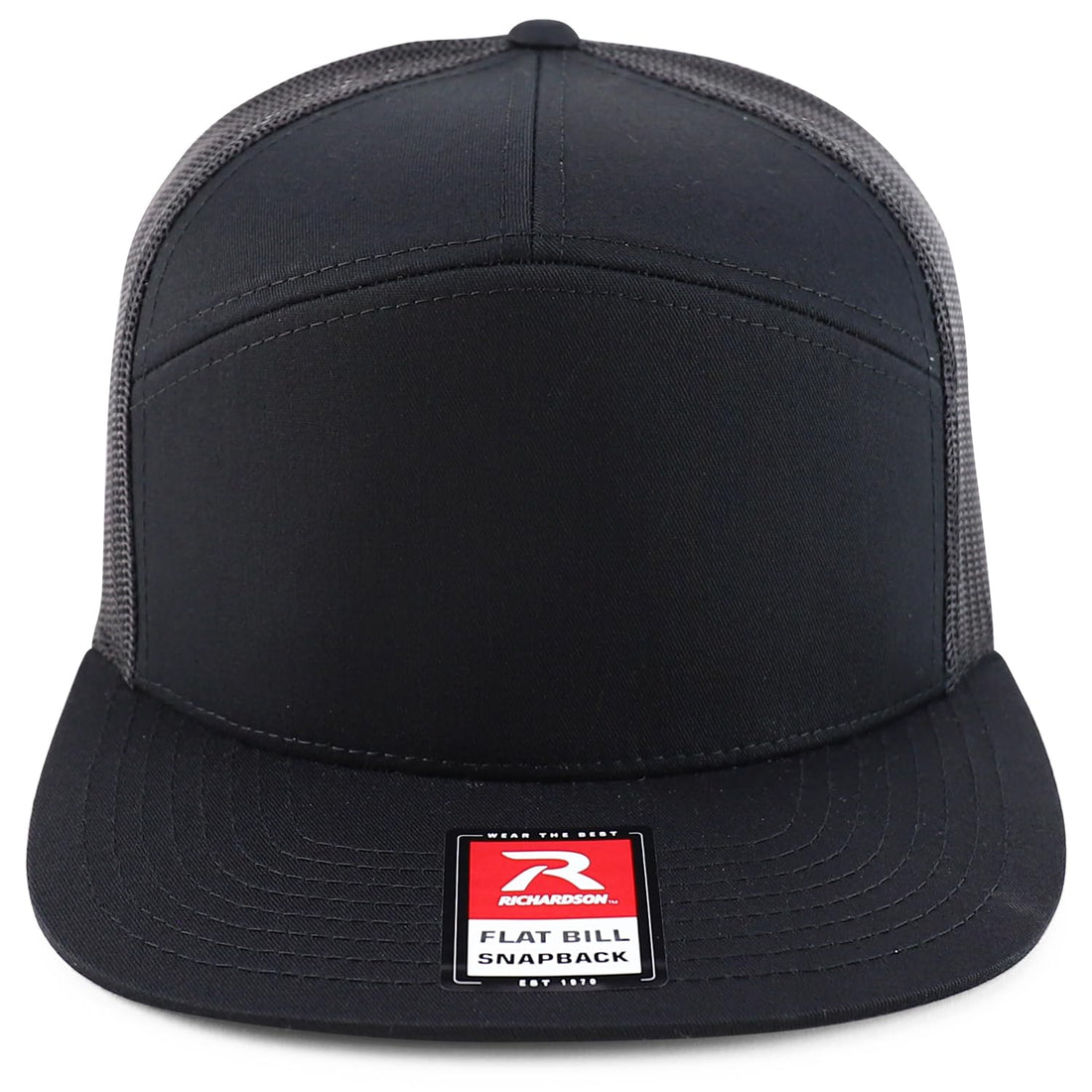 Trendy Apparel Shop Structured High Profile 7 Panel Flat Bill Mesh Back Snapback Cap