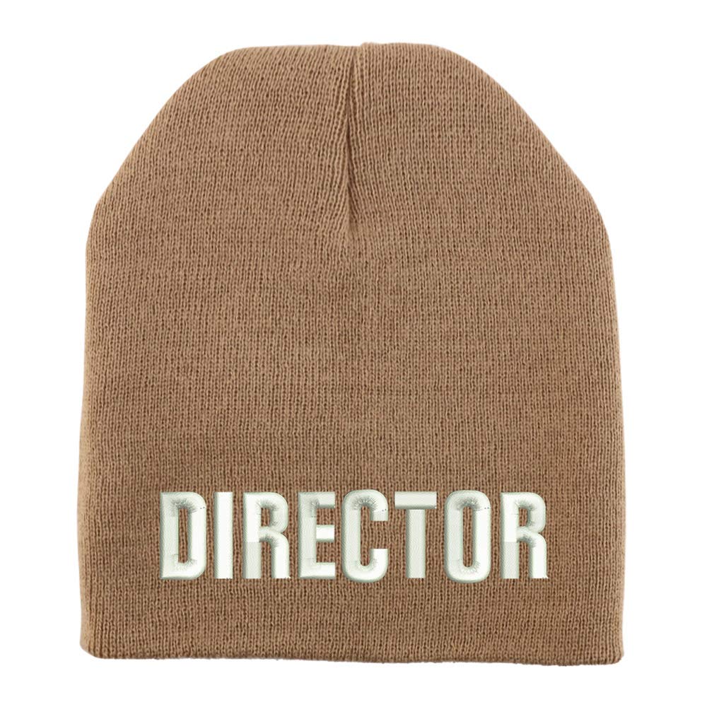 Trendy Apparel Shop Director Embroidered Made in USA Short Acrylic Knit Winter Beanie Hat
