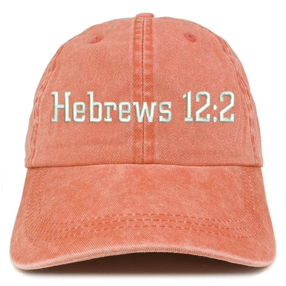 Trendy Apparel Shop Hebrews 12:2 Washed Pigment Dyed Baseball Cap