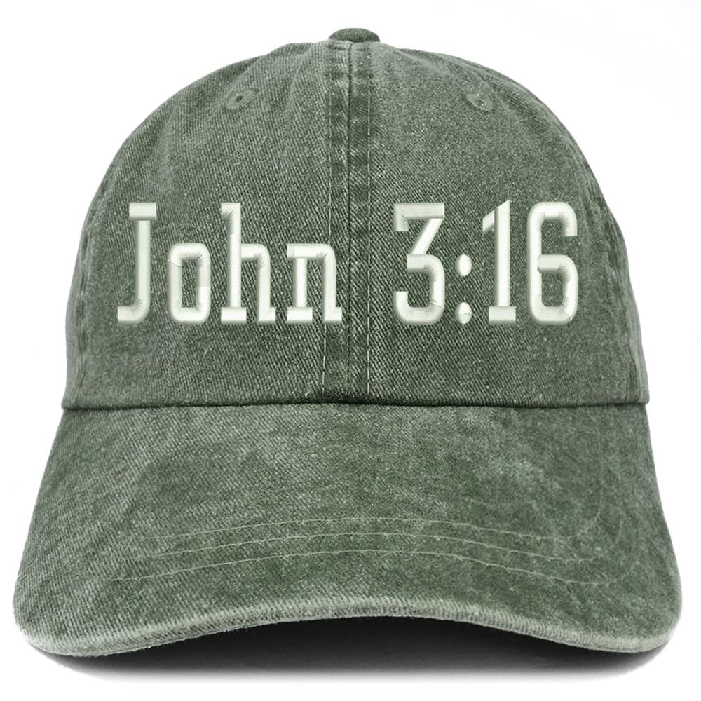 Trendy Apparel Shop John 3:16 Washed Pigment Dyed Baseball Cap