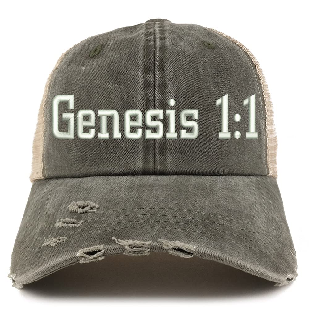 Trendy Apparel Shop Genesis 1:1 Frayed Bill Trucker Mesh Back Cap