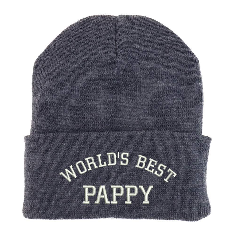 Trendy Apparel Shop World's Best Pappy Embroidered Made in USA Cuff Folded Acylic Knit Winter Beanie Hat