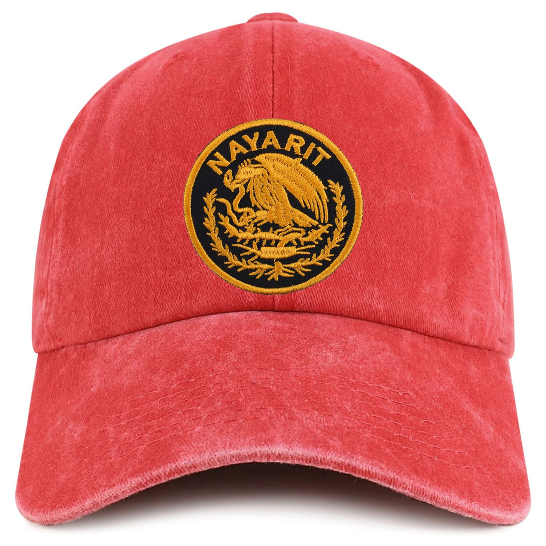 Trendy Apparel Shop Nayarit Mexico Gold Embroidered Patch Pigment Dyed Washed Baseball Cap