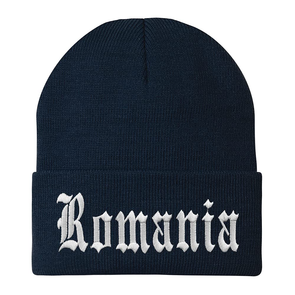 Trendy Apparel Shop Romania Old English Embroidered Long Cuff Beanie