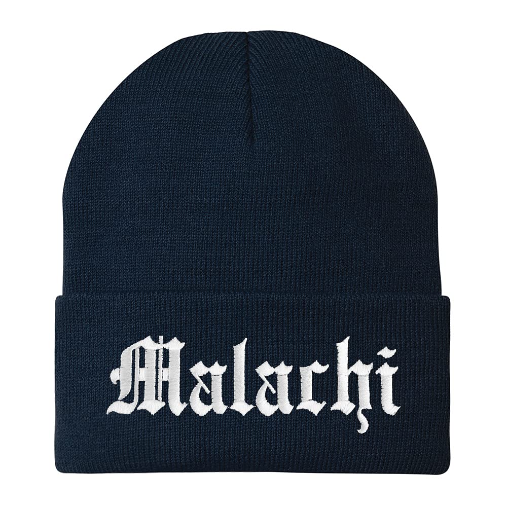 Trendy Apparel Shop Malachi Old English Embroidered Long Cuff Beanie