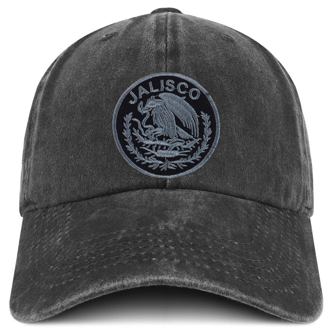 Trendy Apparel Shop Jalisco Mexico Charcoal Embroidered Patch Pigment Dyed Washed Baseball Cap