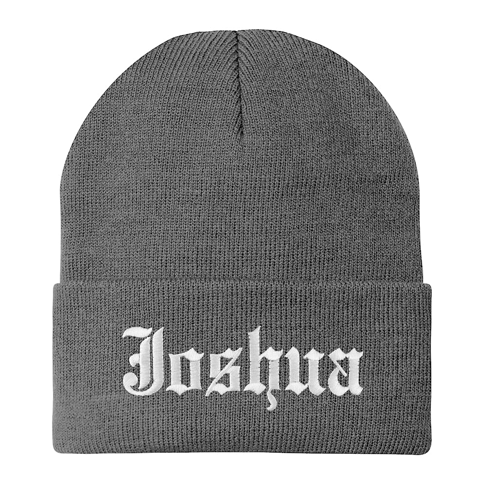 Trendy Apparel Shop Joshua Old English Embroidered Long Cuff Beanie