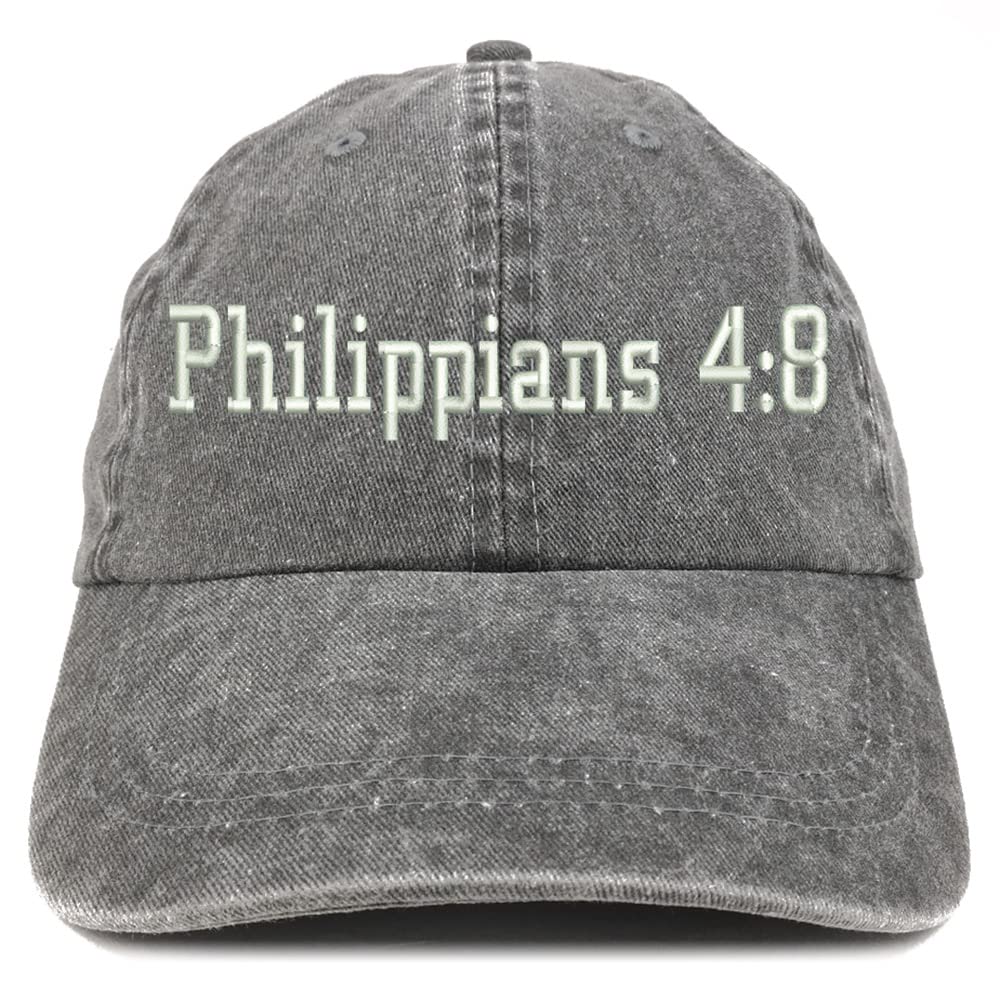 Trendy Apparel Shop Philippians 4:8 Washed Pigment Dyed Baseball Cap
