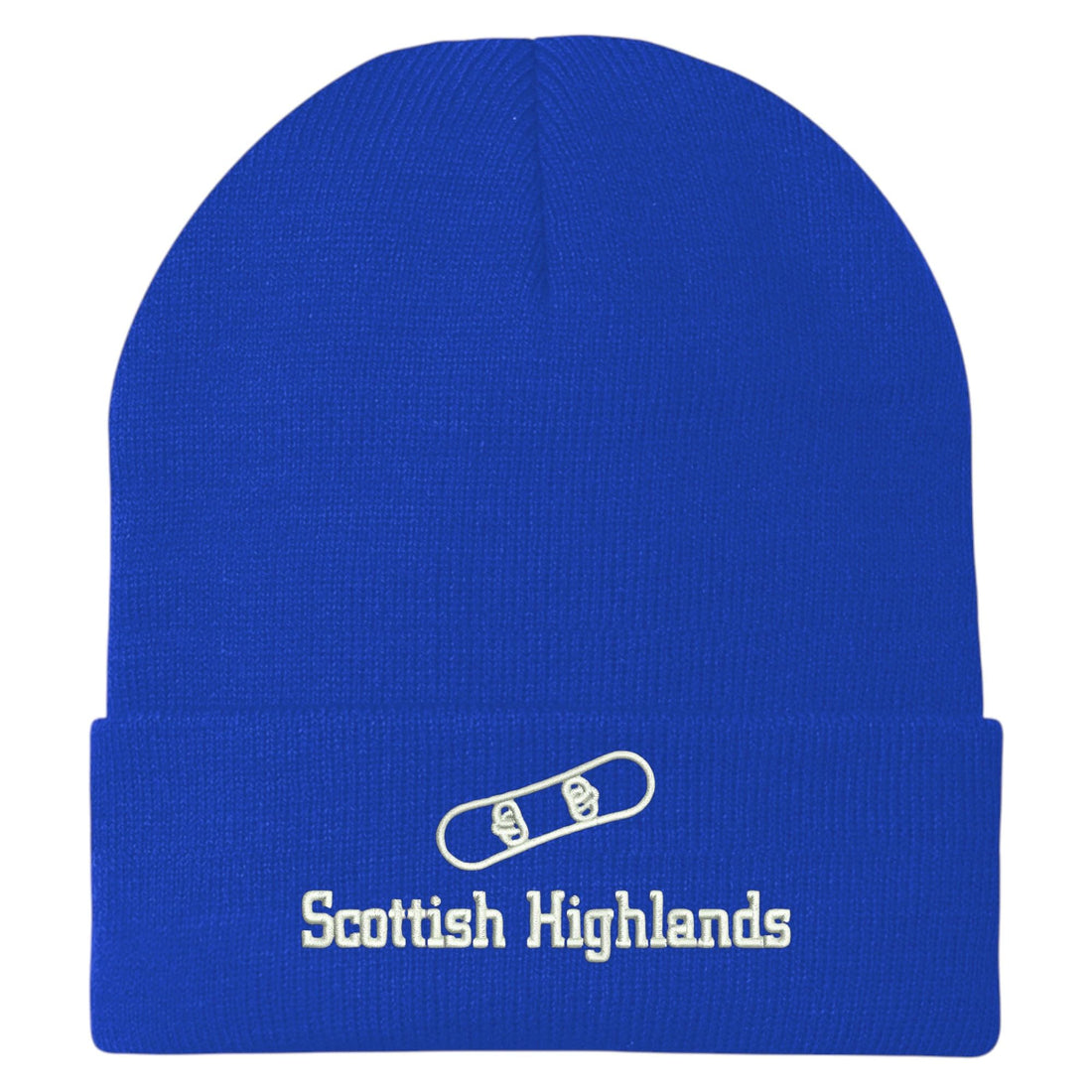 Trendy Apparel Shop Scottish Highlands Snowboard Logo Embroidered Long Cuff Beanie