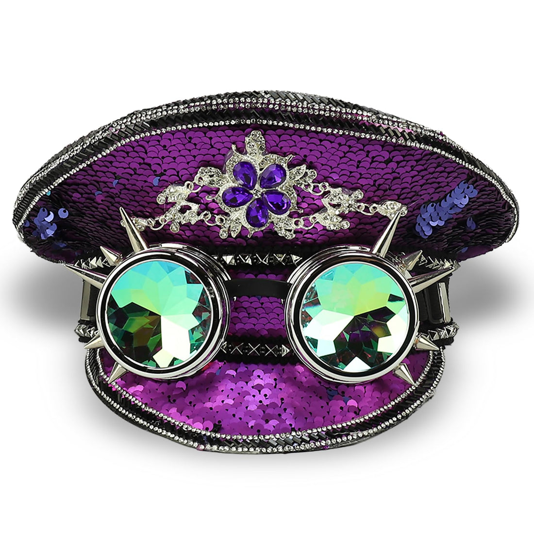 Trendy Apparel Shop Festival Party Sparkly Sequin Rhinestone Captain Hat