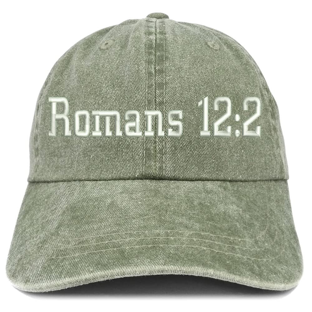 Trendy Apparel Shop Romans 12:2 Washed Pigment Dyed Baseball Cap