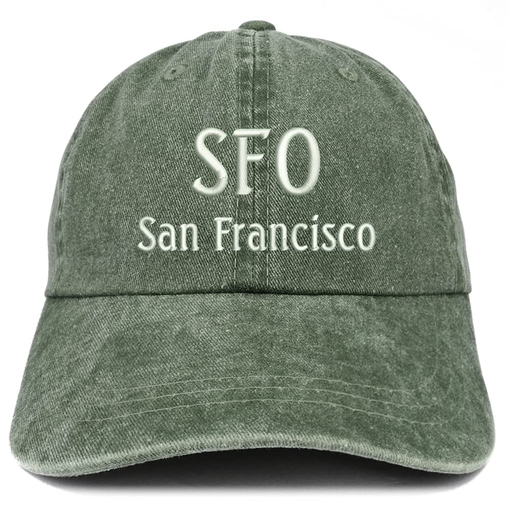 Trendy Apparel Shop SFO San Francisco Embroidered Pigment Dyed Washed Baseball Cap