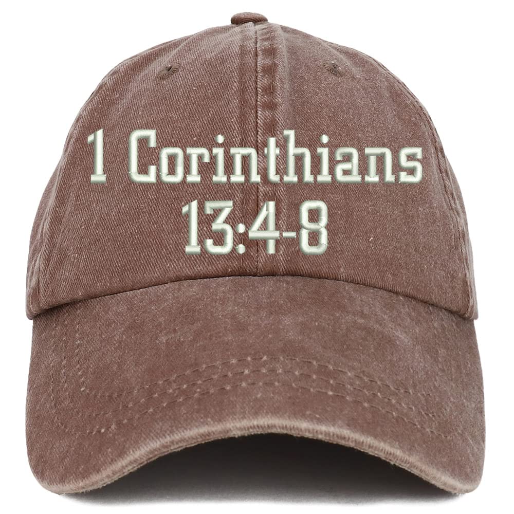 Trendy Apparel Shop 1 Corinthians 13:4-8 Washed Pigment Dyed Baseball Cap