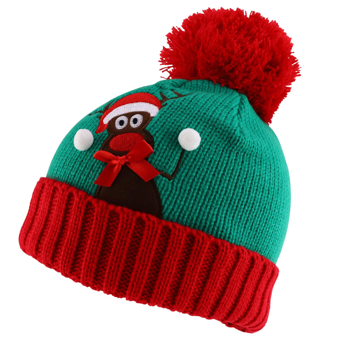 Trendy Apparel Shop Happy Holidays Christmas Theme Winter Xmas Pom Beanies