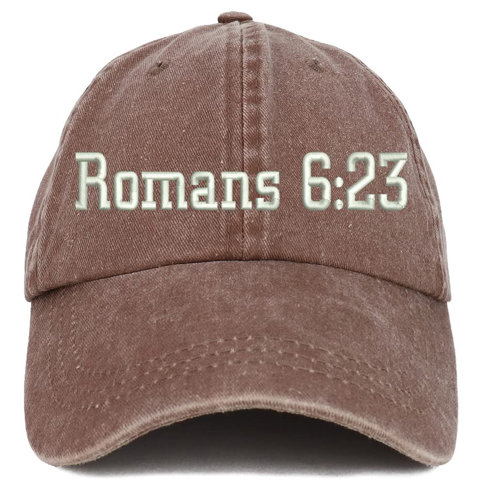 Trendy Apparel Shop Romans 6:23 Washed Pigment Dyed Baseball Cap