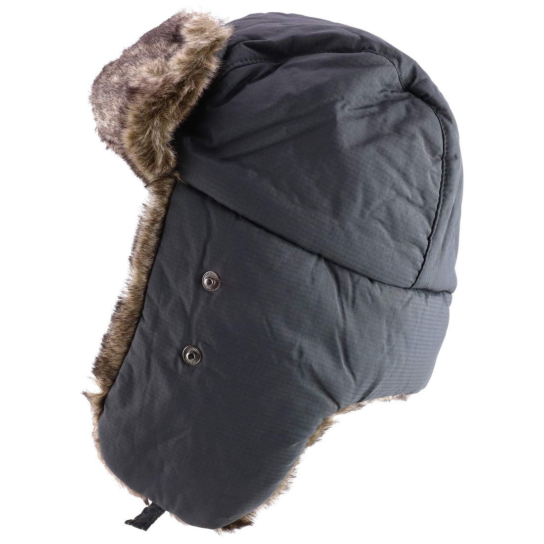 Trendy Apparel Shop Men's Faux Fur Lined Nylon Removable Mouth Guard Trapper Hat