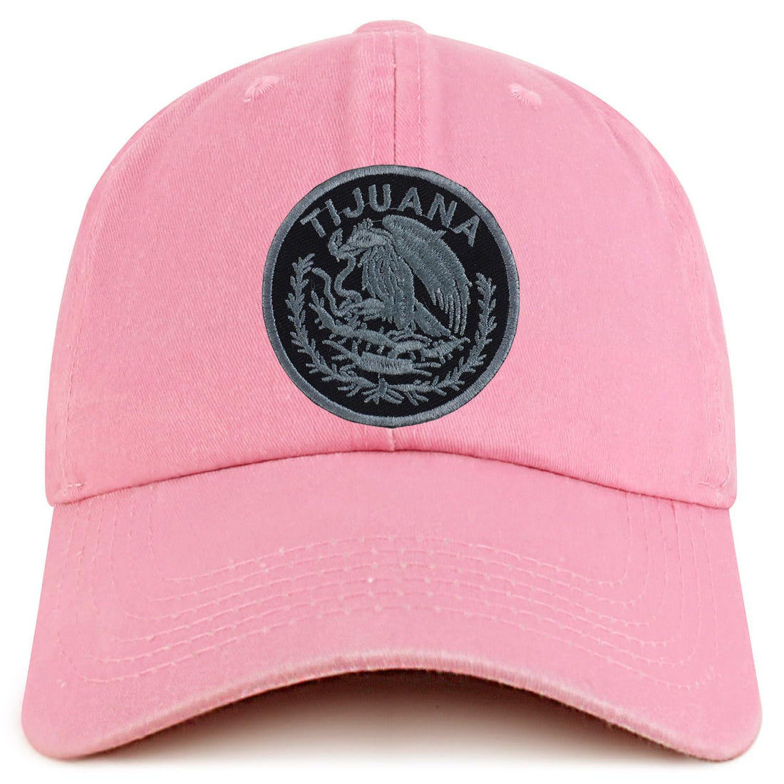 Trendy Apparel Shop Tijuana Mexico Charcoal Embroidered Patch Pigment Dyed Washed Baseball Cap