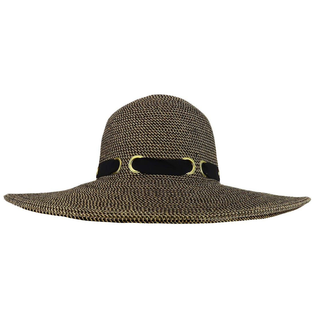 Trendy Apparel Shop UPF 50+ Paper Braid Flat Brim Ribbon Gromet Tie Sun Hat