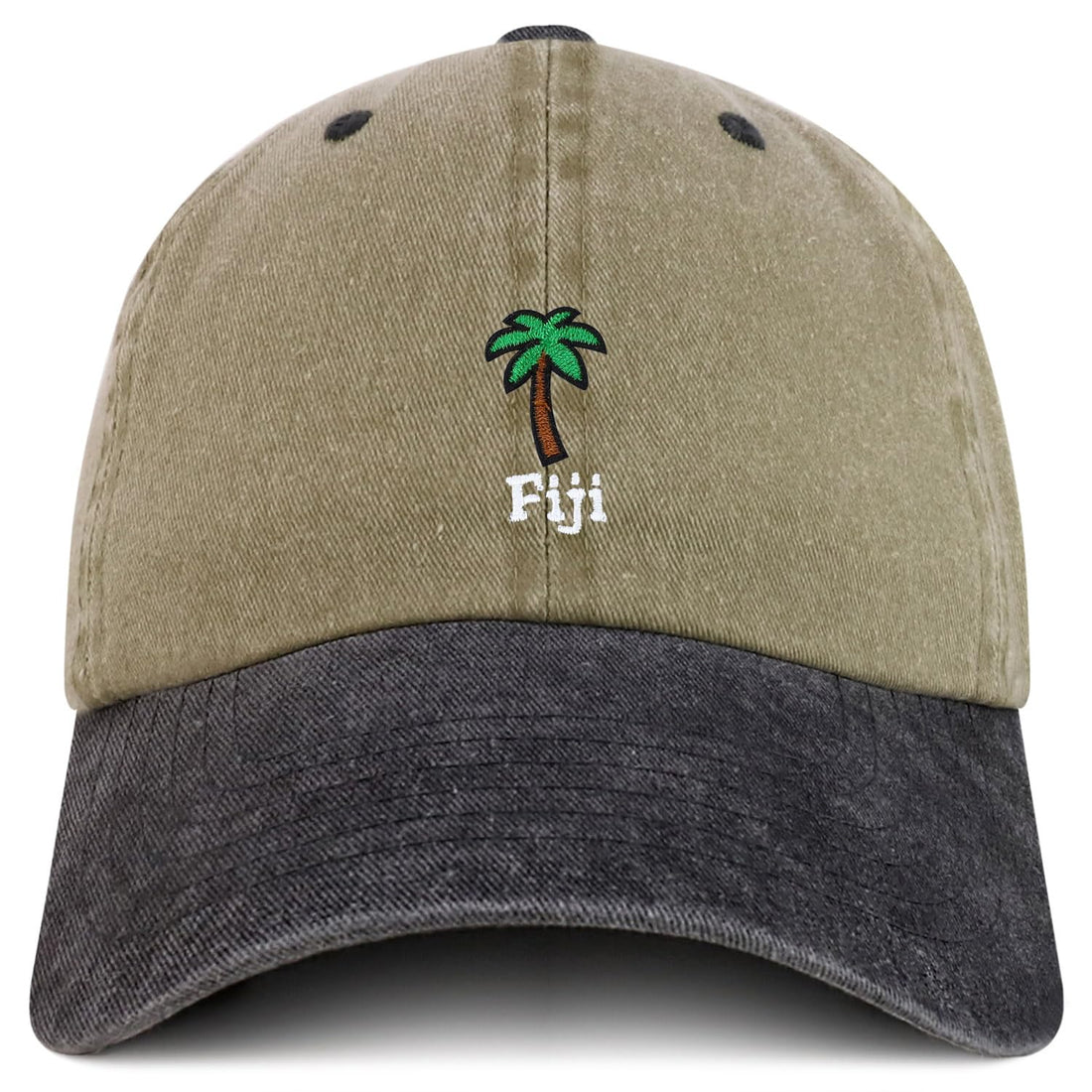 Trendy Apparel Shop Fiji with Palm Tree Embroidered Pigment Dyed Cotton Baseball Cap