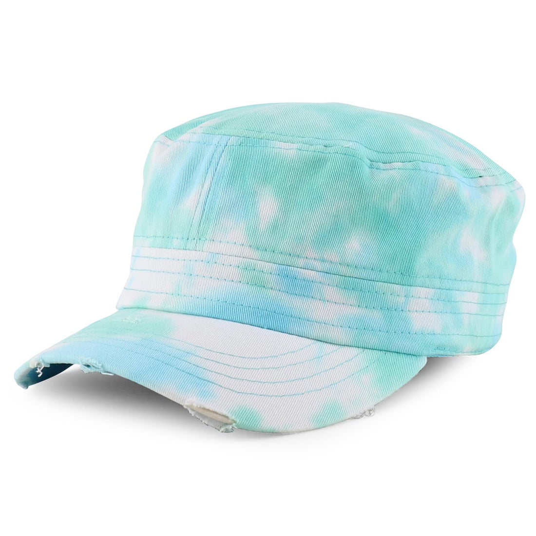 Trendy Apparel Shop Plain 100% Cotton Tie Dyed Patterned Flat Top Army Baseball Cap