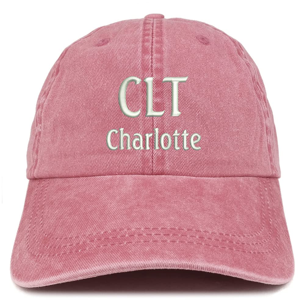 Trendy Apparel Shop CLT Charlotte Embroidered Pigment Dyed Washed Baseball Cap