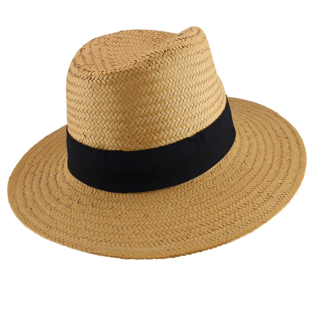 Trendy Apparel Shop Men's Toyo Braid Wide Band Large Brim Fedora Hat
