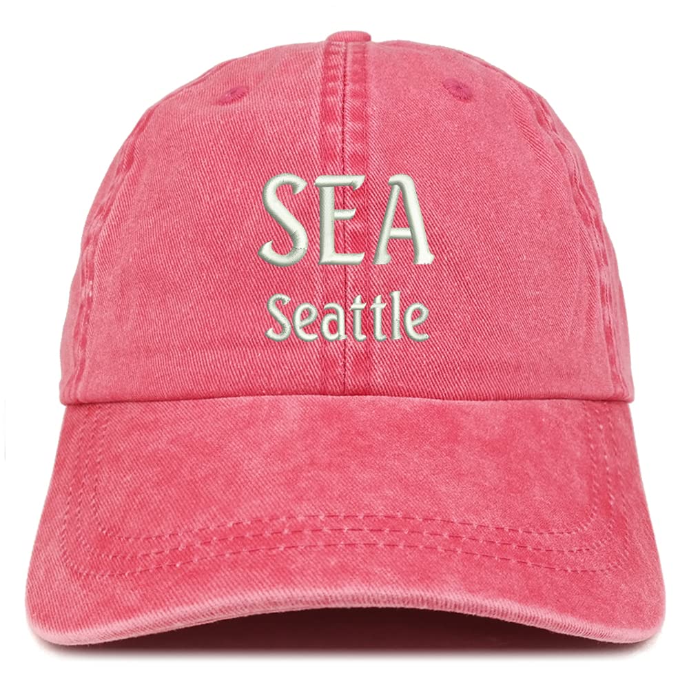 Trendy Apparel Shop SEA Seattle Embroidered Pigment Dyed Washed Baseball Cap