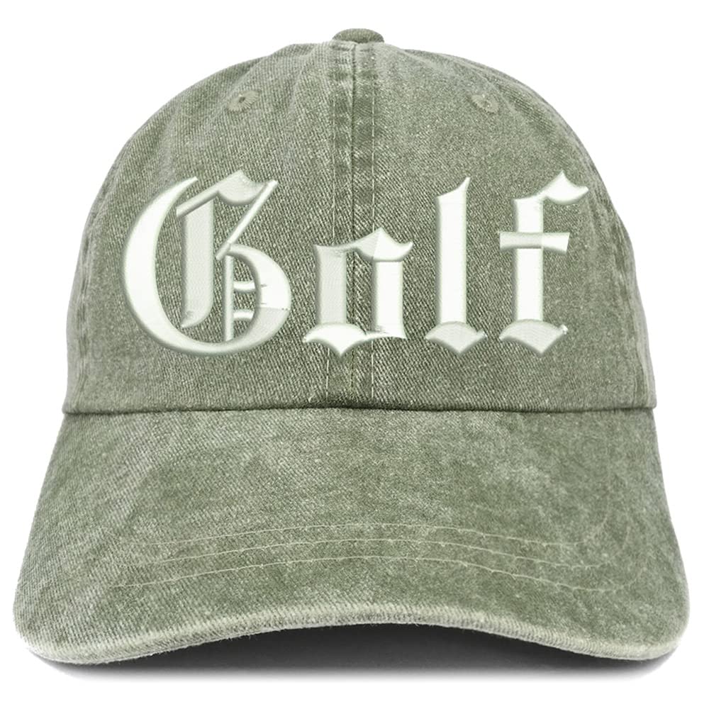 Trendy Apparel Shop Old English Golf Washed Pigment Dyed Baseball Cap