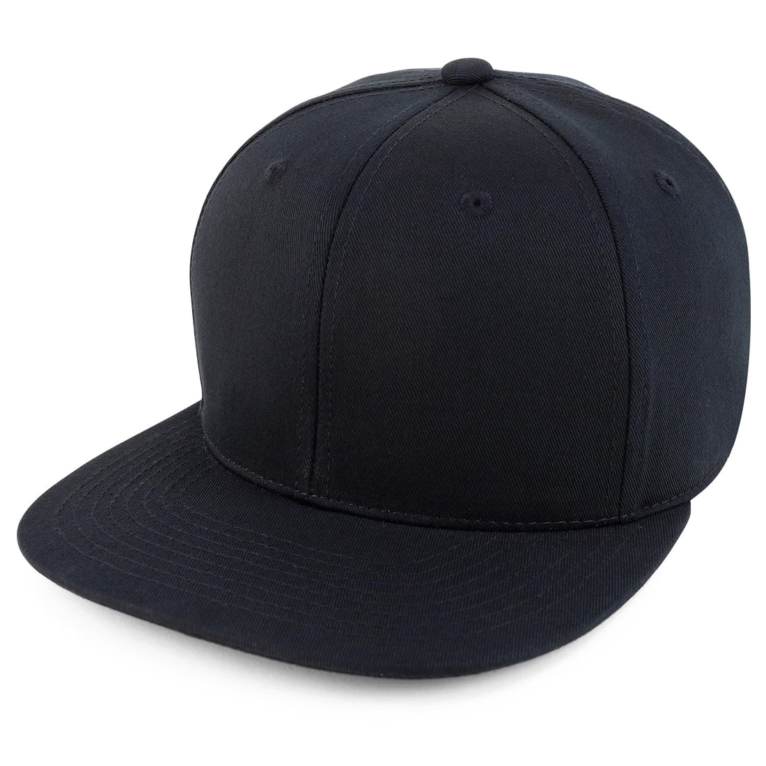 Trendy Apparel Shop 100% Cotton Plain Structured 6 Panels Flatbill Snapback Baseball Cap