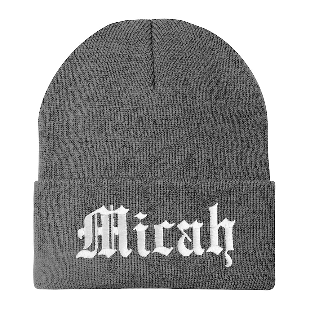 Trendy Apparel Shop Micah Old English Embroidered Long Cuff Beanie