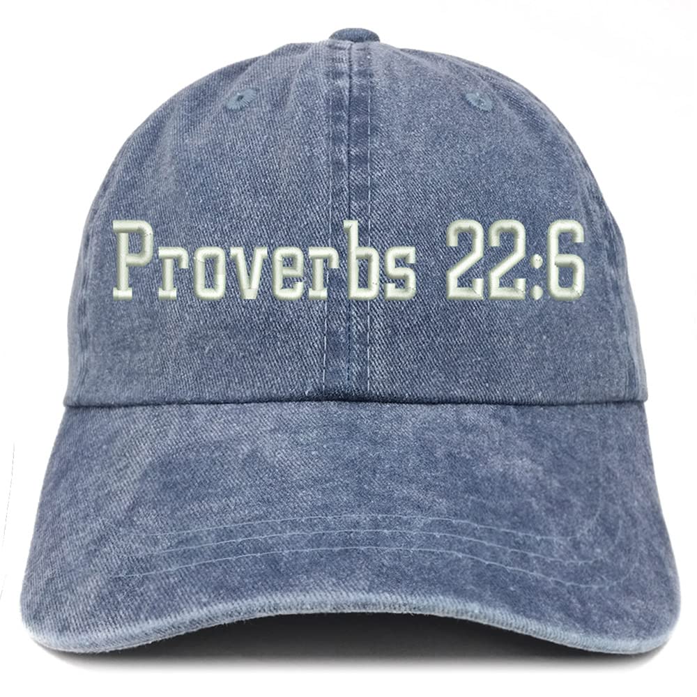 Trendy Apparel Shop Proverbs 22: 6 Washed Pigment Dyed Baseball Cap