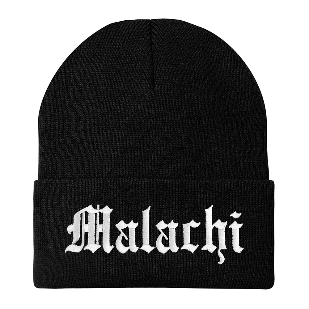 Trendy Apparel Shop Malachi Old English Embroidered Long Cuff Beanie