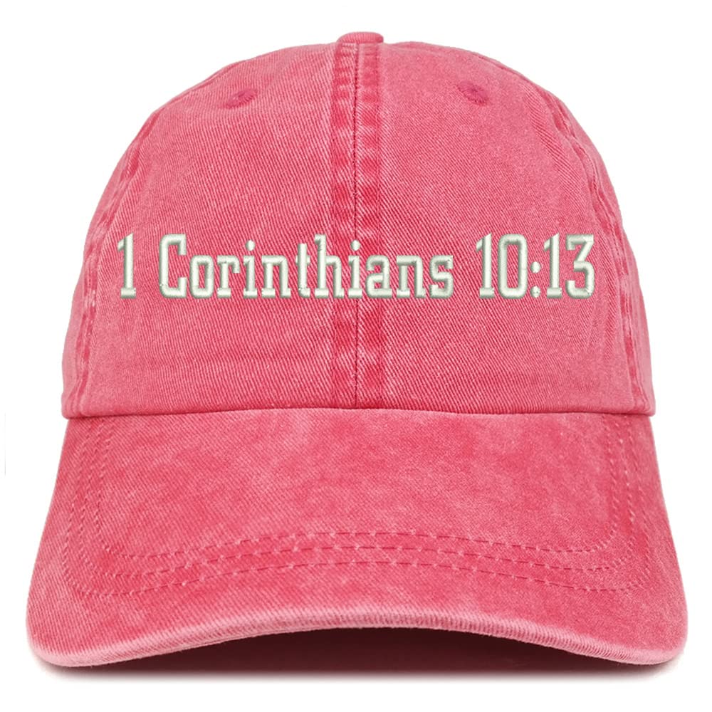 Trendy Apparel Shop 1 Corinthians 10:13 Washed Pigment Dyed Baseball Cap