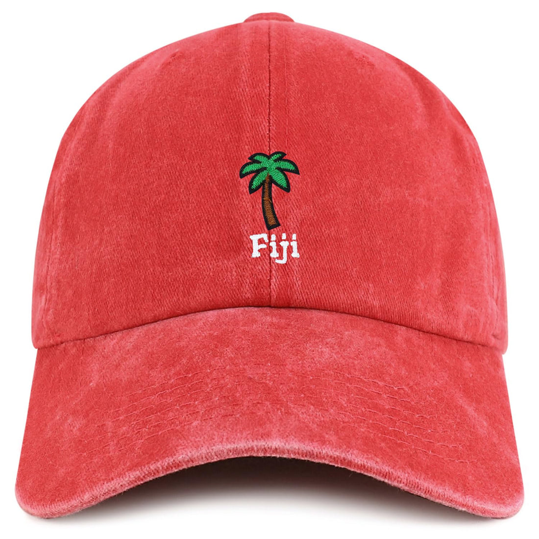Trendy Apparel Shop Fiji with Palm Tree Embroidered Pigment Dyed Cotton Baseball Cap