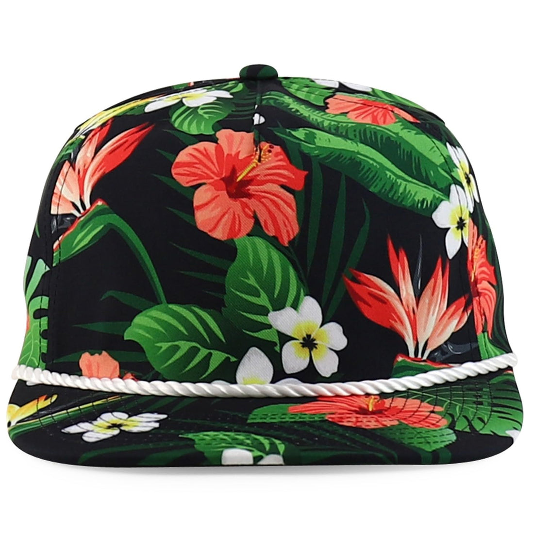 Trendy Apparel Shop Floral Print Unstructured 5 Panel Flatbill Rope Baseball Cap