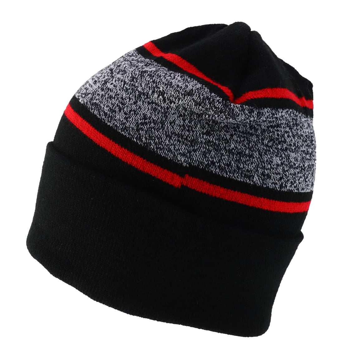 Trendy Apparel Shop Made in USA Striped Contrasting Stripes Long Cuff Beanie