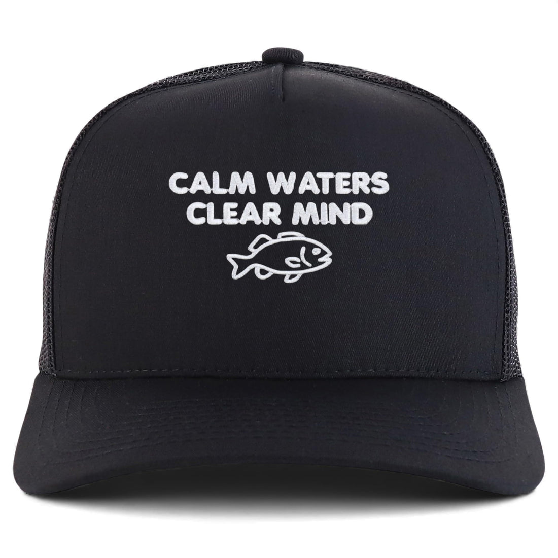 Trendy Apparel Shop Calm Waters Clear Mind Embroidered 5 Panel Snapback Trucker Cap