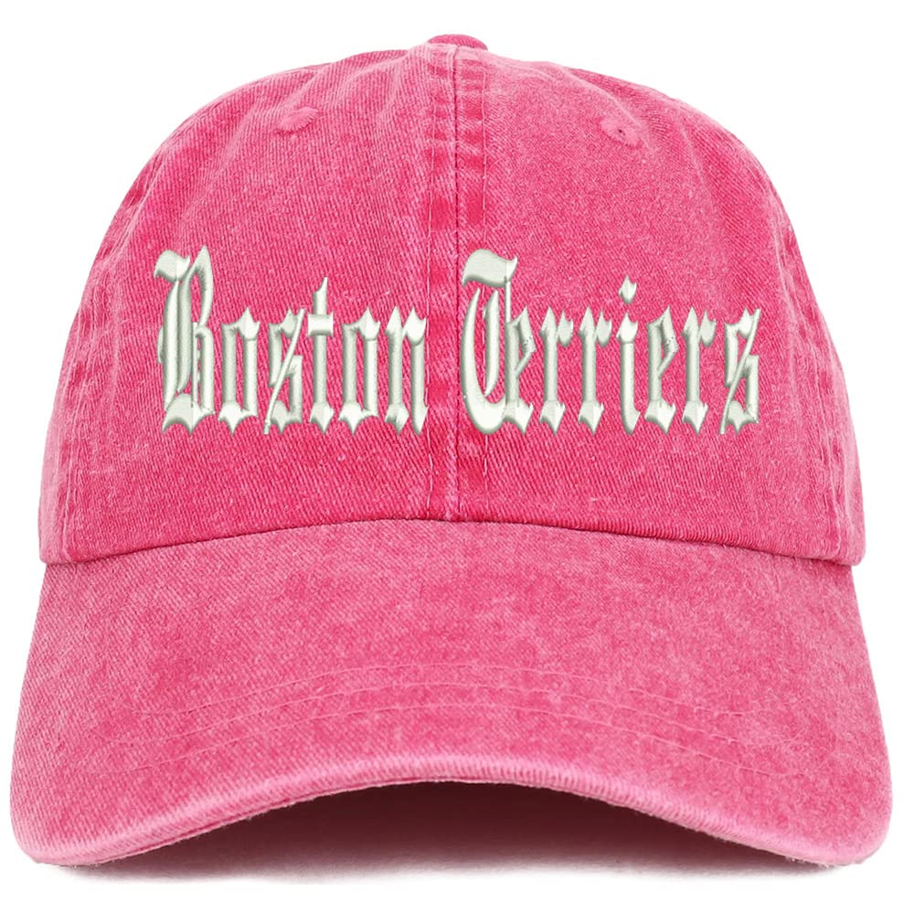Trendy Apparel Shop Old English Boston Terriers Washed Pigment Dyed Baseball Cap
