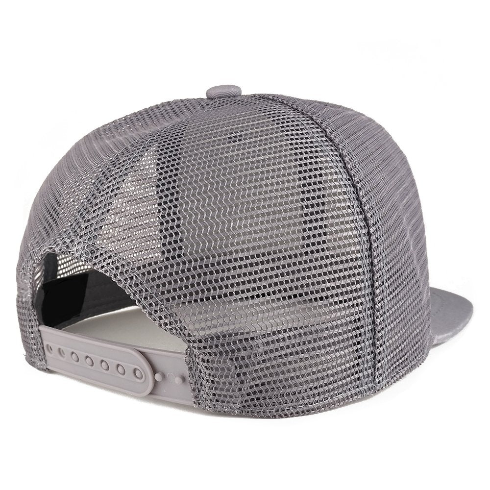 Trendy Apparel Shop Boxer Embroidered Cotton Flat Bill Mesh Back Trucker Cap