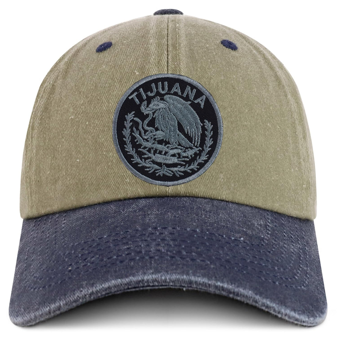 Trendy Apparel Shop Tijuana Mexico Charcoal Embroidered Patch Pigment Dyed Washed Baseball Cap
