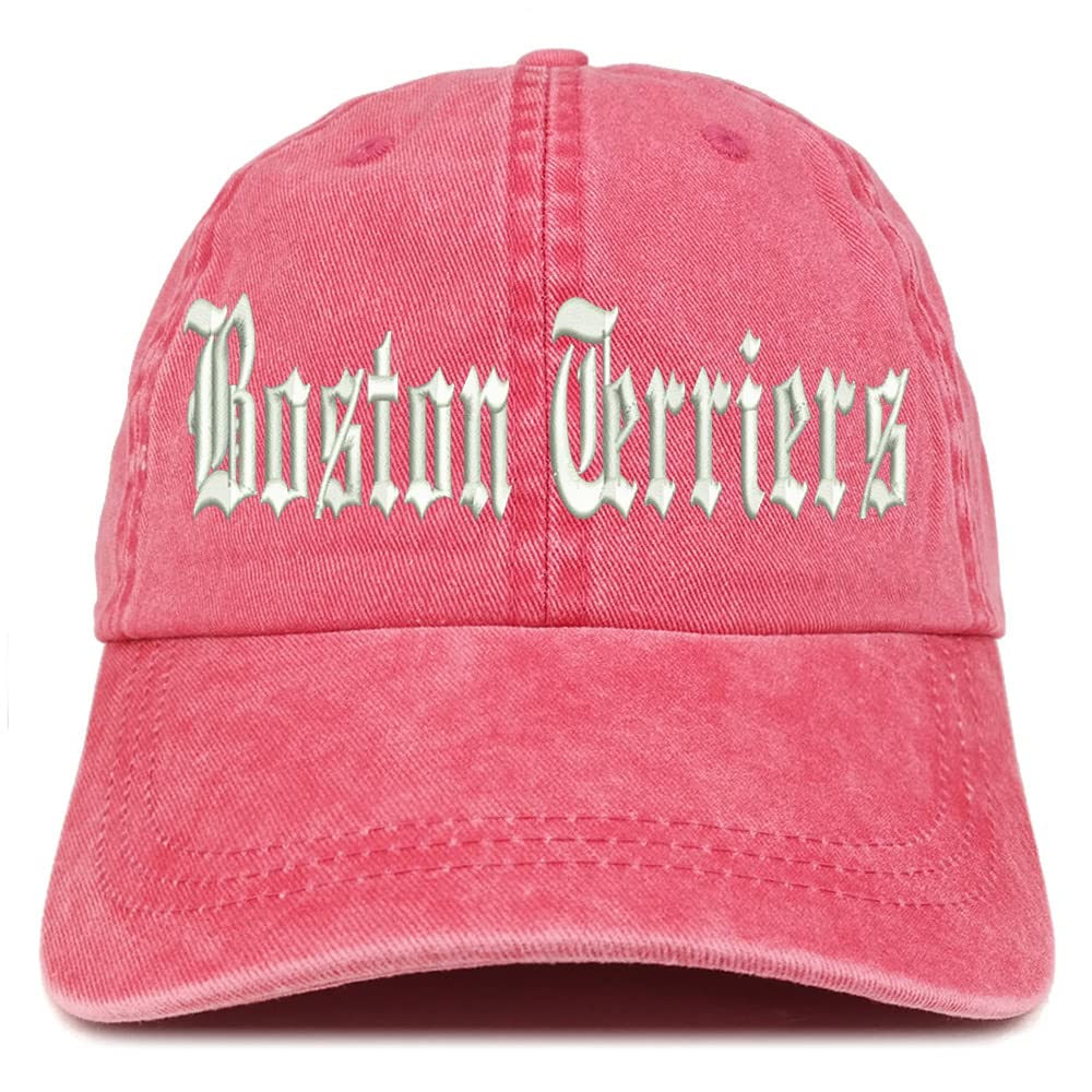Trendy Apparel Shop Old English Boston Terriers Washed Pigment Dyed Baseball Cap