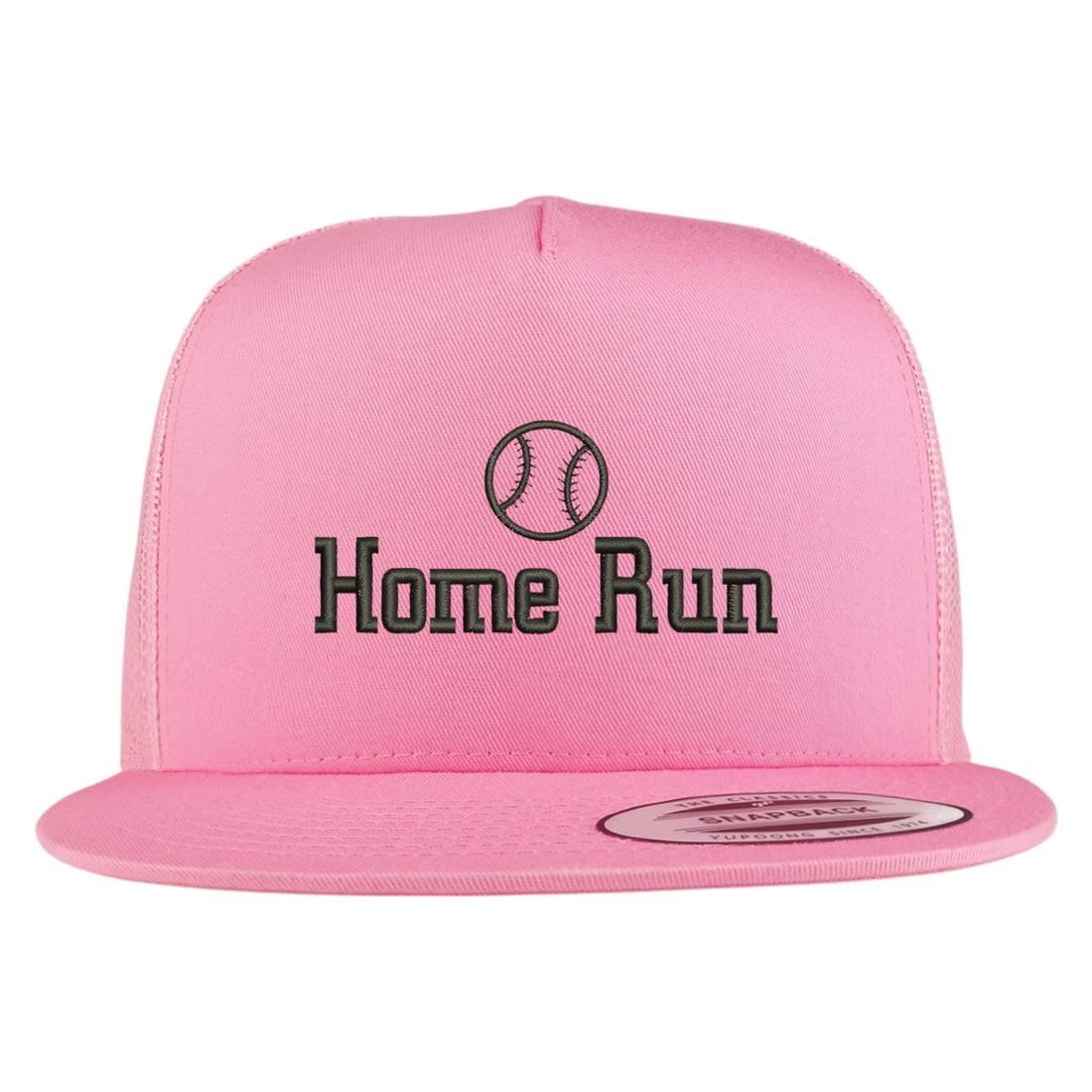 Trendy Apparel Shop Home Run Embroidered 5 Panel Flatbill Trucker Mesh Cap