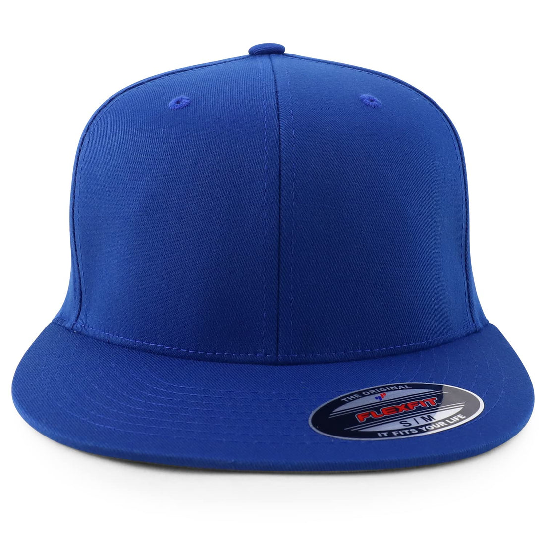 Trendy Apparel Shop 6 Panel Structured Blank Flatbill Fitted Closure Flexfit Cap