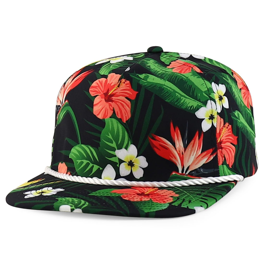Trendy Apparel Shop Floral Print Unstructured 5 Panel Flatbill Rope Baseball Cap