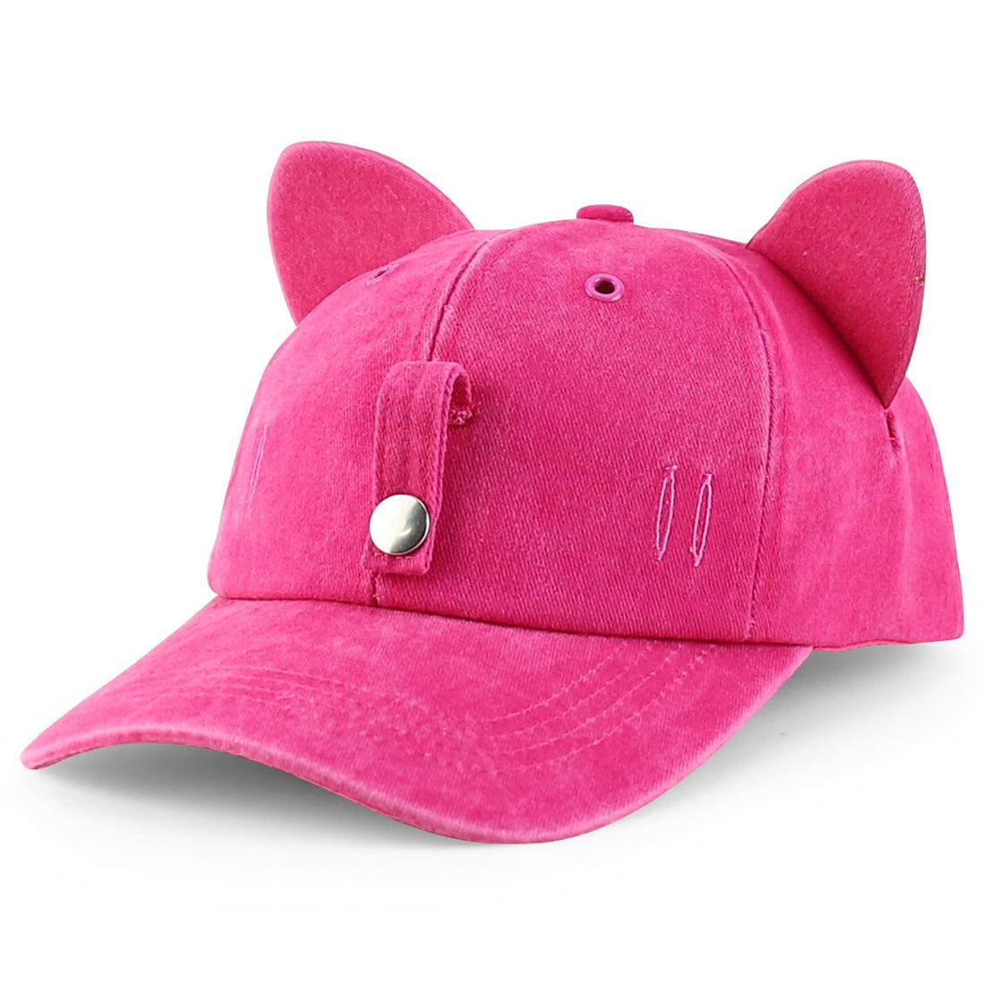 Trendy Apparel Shop Washed Cotton Cat Ear Baseball Cap with Sunglasses Holder