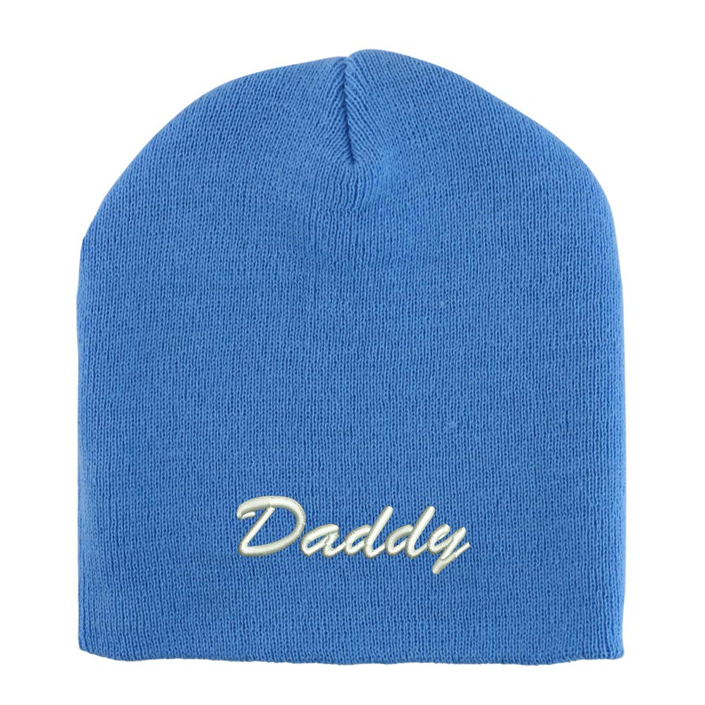 Trendy Apparel Shop Daddy Script Font Embroidered Made in USA Short Acrylic Knit Winter Beanie Hat
